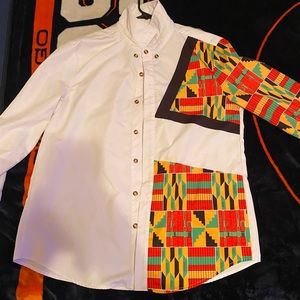 African Flag Sleeved Button Up